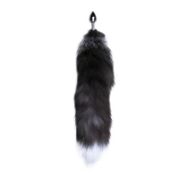 Металева анальна пробка Лисячий хвіст Alive Black And White Fox Tail S, діаметр 2,9 см — Просмотреть изображение 2