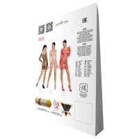 Бодистокинг-платье с глубоким воротом Passion BS093 red, длинные рукава Бодистокинг-платье с глубоким воротом Passion BS093 red, длинные рукава