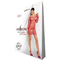 Бодістокінг-сукня з глибоким коміром Passion BS093 red, довгі рукави — Переглянути зображення 6
