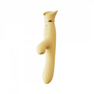 Вібратор з підігрівом та вакуумною стимуляцією клітора Zalo - ROSE Vibrator Lemon Yellow