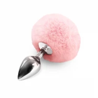 Металева анальна пробка М Art of Sex - Metal Butt plug Rabbit Tail Soft pink, діаметр 3,4 см — Просмотреть изображение 1