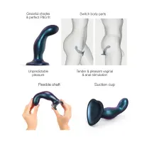 Дилдо Strap-On-Me DILDO PLUG SNAKY METALLIC BLUE, розмір M, діаметр 4 см, ввідна довжина 15,3 см — Переглянути зображення 3