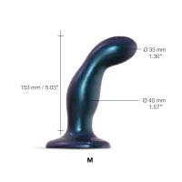 Дилдо Strap-On-Me DILDO PLUG SNAKY METALLIC BLUE, розмір M, діаметр 4 см, ввідна довжина 15,3 см — Переглянути зображення 2