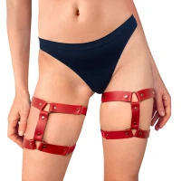 Гартери на ногу із натуральної шкіри Art of Sex - Kristina Leg Garters (2 шт), колір Червоний — Переглянути зображення 2