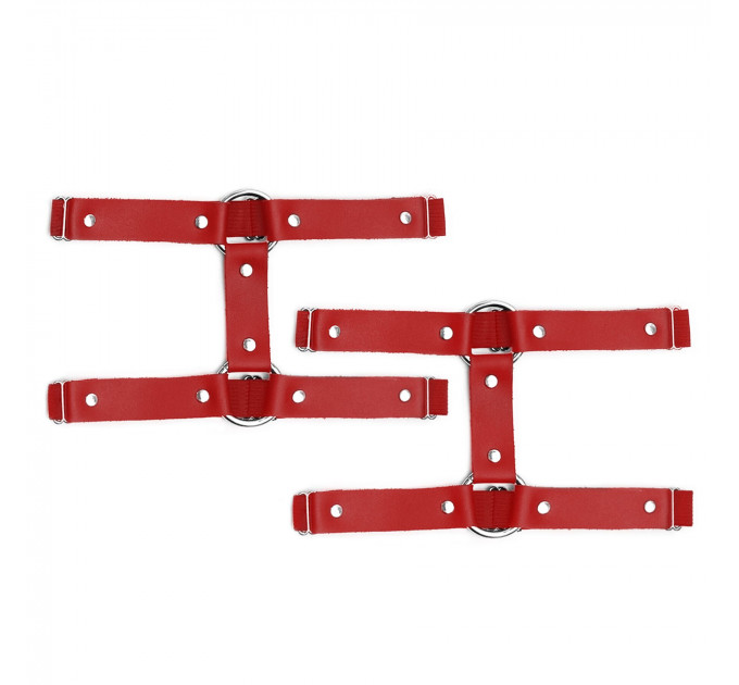 Гартери на ногу із натуральної шкіри Art of Sex - Kristina Leg Garters (2 шт), колір Червоний