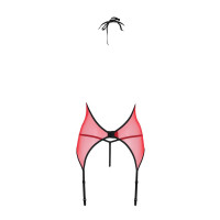 Корсет с пажами для чулок Passion PEONIA CORSET XXL/XXXL red стринги