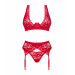 Комплект білизни Obsessive Lacelove cupless 3-pcs set M/L Red, бюстгальтер, стрінги, пояс для панчіх