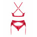 Комплект білизни Obsessive Lacelove cupless 3-pcs set M/L Red, бюстгальтер, стрінги, пояс для панчіх