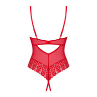 Боди с доступом Obsessive Ingridia crotchless teddy XL/2XL, красное, открытая грудь
