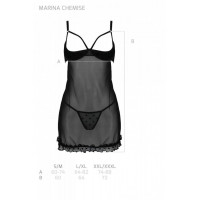 Эротический пеньюар Passion MARINA CHEMISE, S/M, black
