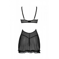 Эротический пеньюар Passion MARINA CHEMISE, S/M, black