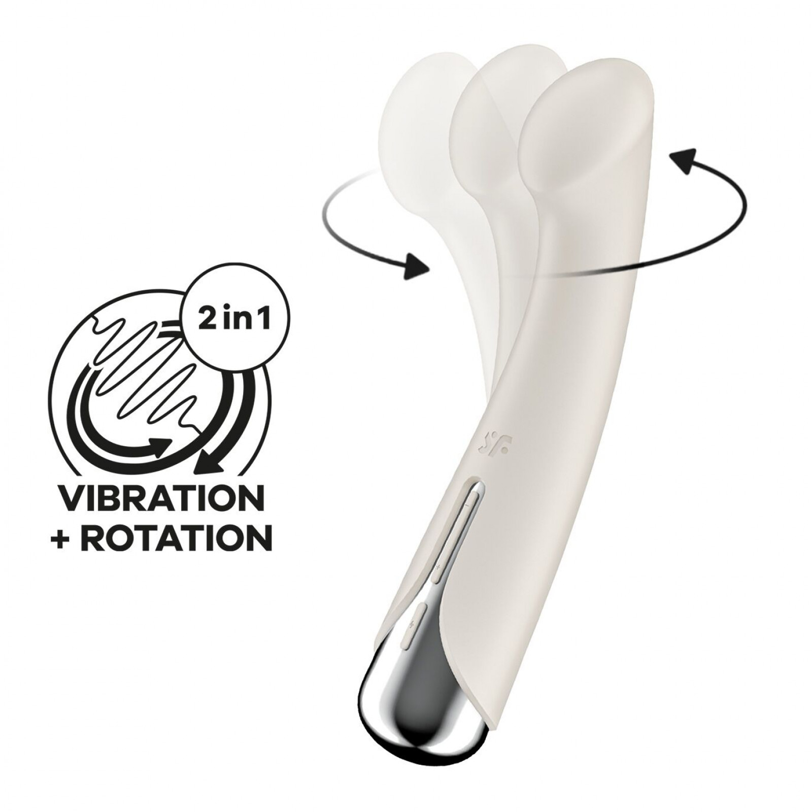 Вибратор с ротацией Satisfyer Spinning G-Spot 1 Beige, плоская площадка для стимуляции точки G