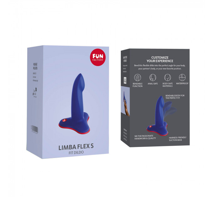 Фалоімітатор Fun Factory LIMBA FLEX S, синій, гнучкий, з ефектом пам’яті, підходить для точки G