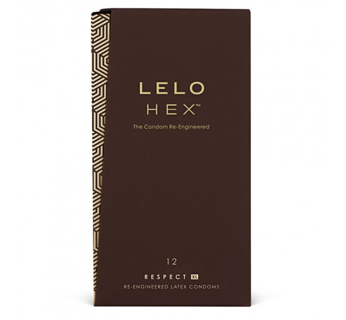 Презервативи LELO HEX Condoms Respect XL 12 Pack, тонкі та суперміцні, збільшений розмір