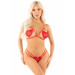 Комплект Leg Avenue Open Cup Bra and Pearl String One Size, Red
