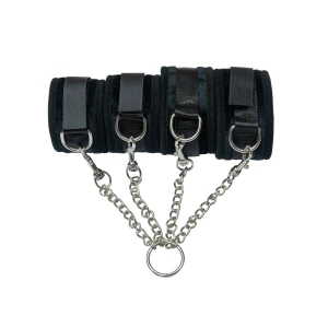 Хрестовина Punishment – Hog-Tie – Black, наручники + поножі на ланцюжку