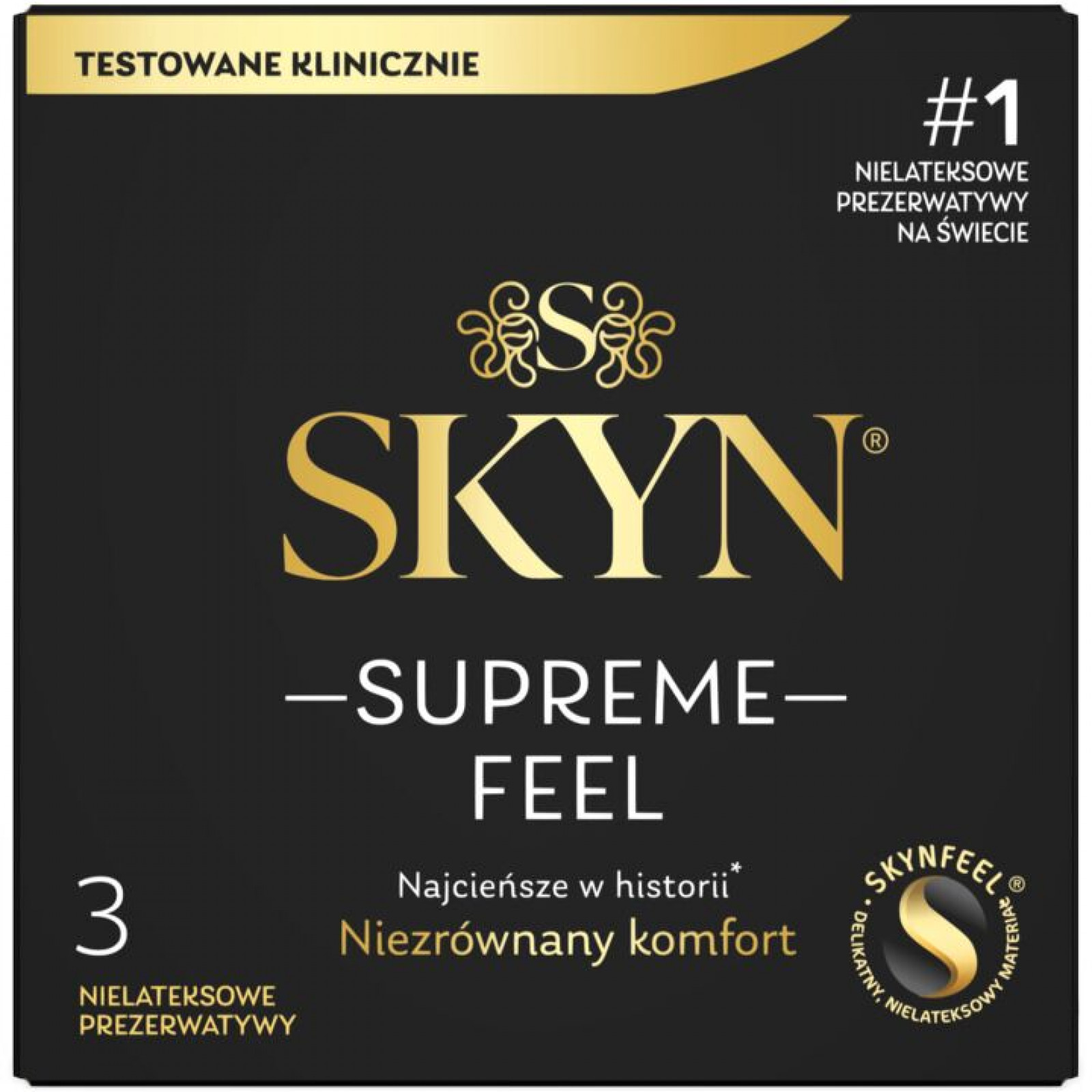 Ультратонкі безлатексні презервативи SKYN Supreme Feel 3 шт, 0,035 мм, природна текстура шкіри