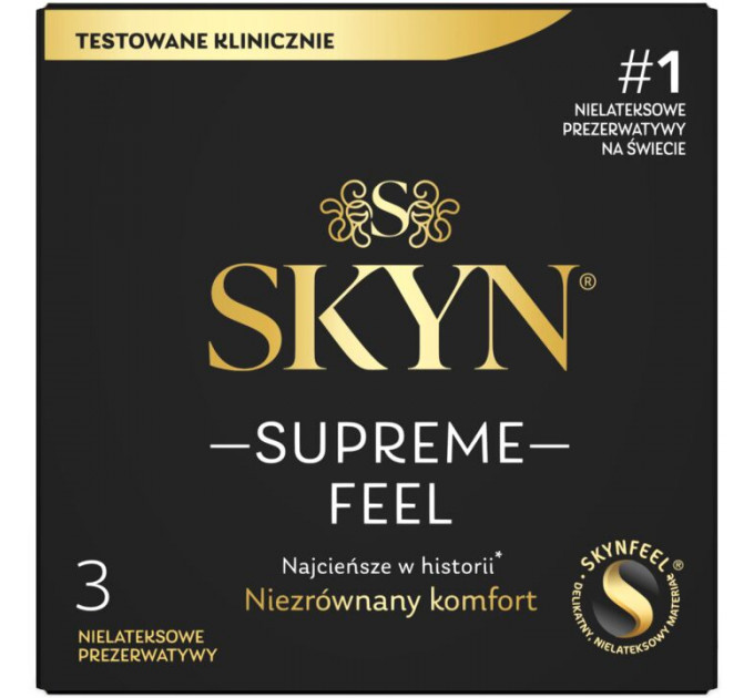 Ультратонкі безлатексні презервативи SKYN Supreme Feel 3 шт, 0,035 мм, природна текстура шкіри