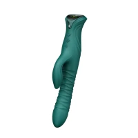 Смарт пульсатор-кролик з вібрацією Zalo Mose 2 Turquoise Green, підігрів до 42 °C, кристал Swarovski — Переглянути зображення 1