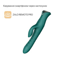 Смарт пульсатор-кролик с вибрацией Zalo Mose 2 Turquoise Green, подогрев до 42°C, кристалл Swarovski