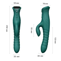 Смарт пульсатор-кролик з вібрацією Zalo Mose 2 Turquoise Green, підігрів до 42 °C, кристал Swarovski — Переглянути зображення 4