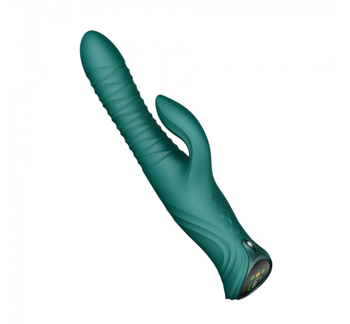 Смарт пульсатор-кролик з вібрацією Zalo Mose 2 Turquoise Green, підігрів до 42 °C, кристал Swarovski