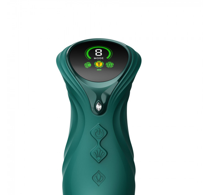 Смарт пульсатор-кролик з вібрацією Zalo Mose 2 Turquoise Green, підігрів до 42 °C, кристал Swarovski