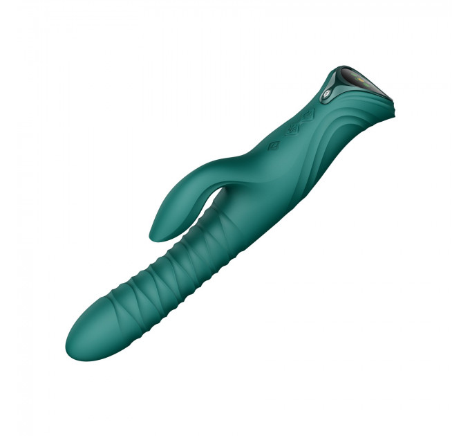 Смарт пульсатор-кролик з вібрацією Zalo Mose 2 Turquoise Green, підігрів до 42 °C, кристал Swarovski