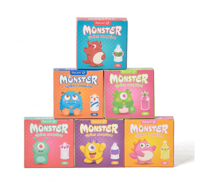 Насадка на член Recare Blue Monster Spike Condom (презерватив з вусиками та спіраллю шипів)