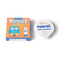 Насадка на член Recare Blue Monster Spike Condom (презерватив з вусиками та спіраллю шипів) — Переглянути зображення 3