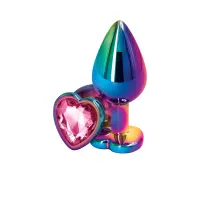 Анальна пробка NS Novelties Rear Assets - Multicolor Heart - Medium - Pink — Переглянути зображення 1