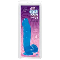 Фалоімітатор Doc Johnson Jelly Jewels Cock & Balls Blue, діаметр 3,6 см, антибактеріальний ПВХ