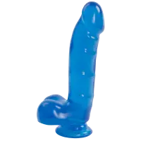 Фалоімітатор Doc Johnson Jelly Jewels Cock & Balls Blue, діаметр 3,6 см, антибактеріальний ПВХ