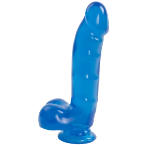 Фаллоимитатор Doc Johnson Jelly Jewels Cock & Balls Blue, диаметр 3,6см, антибактериальный ПВХ