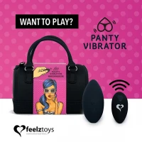 Вібратор в трусики FeelzToys Panty Vibrator Black з пультом ДК, 6 режимів роботи, сумочка-чохол — Переглянути зображення 1