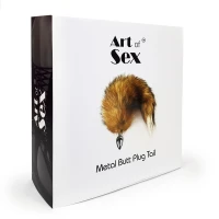 Металева анальна пробка з хвостом із натурального хутра Art of Sex size M Red fox — Переглянути зображення 8