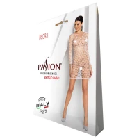 Бодістокінг-сукня з глибоким коміром Passion BS093 white, довгі рукави — Переглянути зображення 4