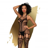 Бодістокінг Penthouse Fancy Me XL Black, відкритий доступ, фантазійний малюнок, імітація панчіх — Переглянути зображення 1