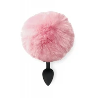 Силіконова анальна пробка М Art of Sex - Silicone Butt plug Rabbit Tail Pink, діаметр 3,5 см — Просмотреть изображение 2