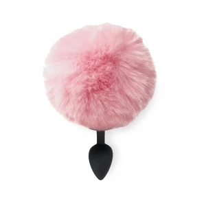 Силіконова анальна пробка М Art of Sex - Silicone Butt plug Rabbit Tail Pink, діаметр 3,5 см
