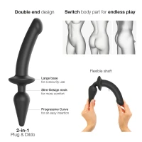 Анальна пробка з дилдо 2в1 Strap-On-Me SWITCH PLUG-IN DILDO Black S, діаметр 3,3/2,9 см — Переглянути зображення 2