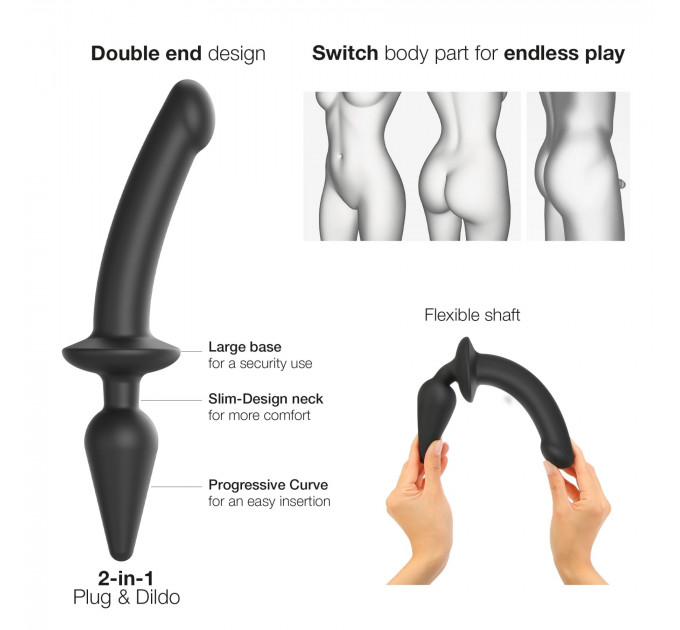 Анальна пробка з дилдо 2в1 Strap-On-Me SWITCH PLUG-IN DILDO Black S, діаметр 3,3/2,9 см