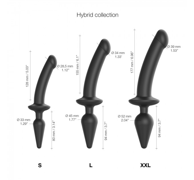 Анальна пробка з дилдо 2в1 Strap-On-Me SWITCH PLUG-IN DILDO Black S, діаметр 3,3/2,9 см