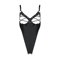 Боді з екошкіри Passion CELINE BODY 4XL/5XL black, з доступом, відкритий — Переглянути зображення 3