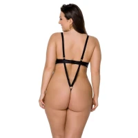 Боді з екошкіри Passion CELINE BODY 4XL/5XL black, з доступом, відкритий — Переглянути зображення 2