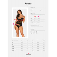 Полупрозрачный набор с украшениями Obsessive Ivannes top &amp; thong 2XL/3XL, черный, топ и танга — Просмотреть изображение 7