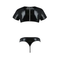 Комплект чоловічої білизни під латекс Passion 057 SET PETER XXL/XXXL Black, кроп-топ, стринги — Просмотреть изображение 10