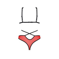 Комплект белья Passion PEONIA SET L/XL red, бра, трусики