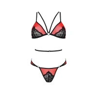 Комплект білизни Passion PEONIA SET L/XL red, бра, трусики — Переглянути зображення 3