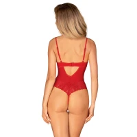 Боді з доступом Obsessive Ingridia crotchless teddy XS/S, червоне, відкриті груди — Просмотреть изображение 2